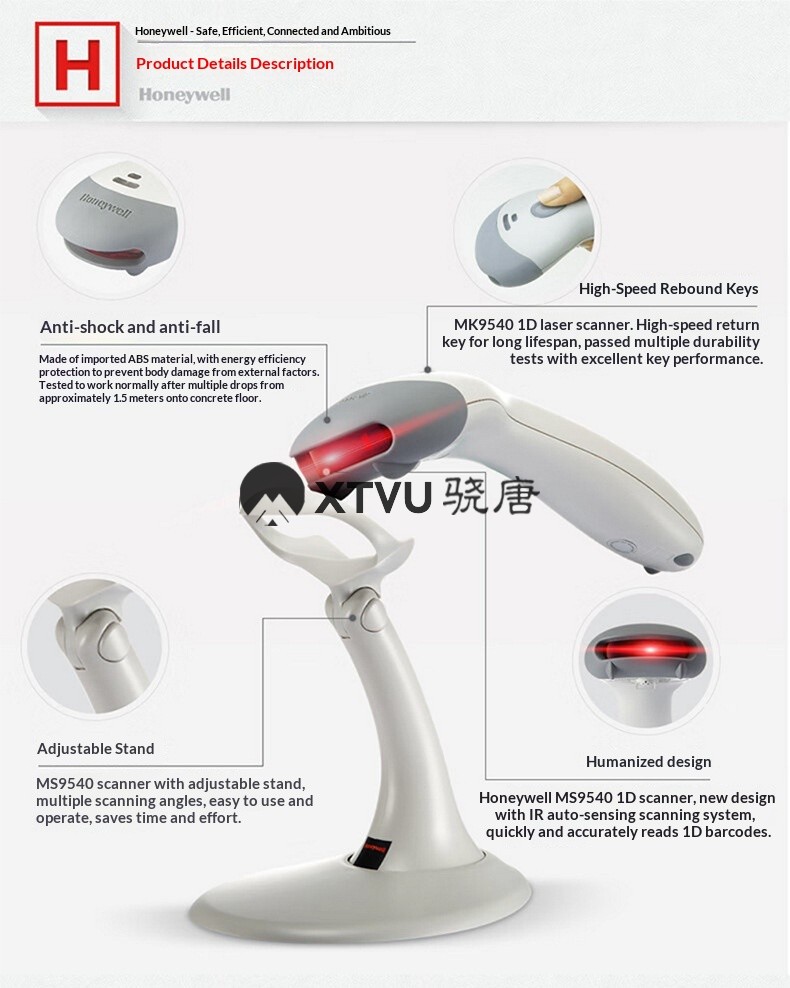 Honeywell MK/MS9540 9521 9520 Laser Barcode Scanning Gun One-Dimensional Code Scanning White Gray 3-Year Warranty China Origin